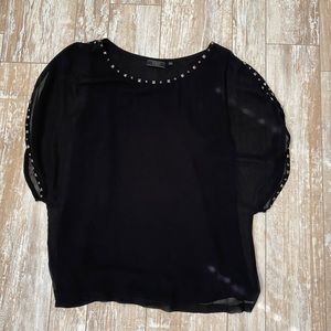 Sheer short sleeve blouse